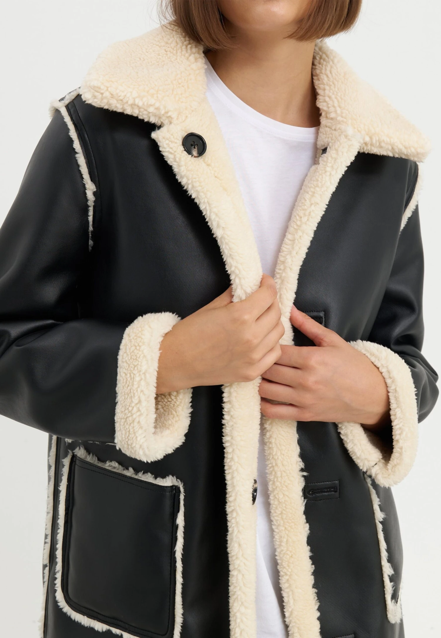 Even&Odd Classic Coat - Off-white/black 7 Even&Odd Classic Coat - Off-white/black - Image 5