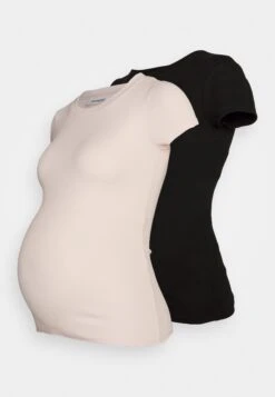 2 Pack Mama Tee - Basic T-Shirt - Black/ Light Pink