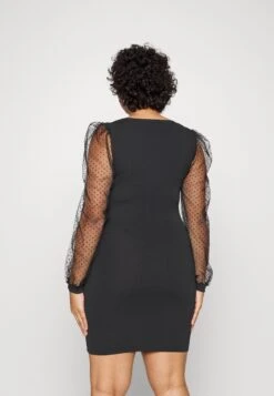 Bodycon Sleeves Low Neck Mini Dress- Jumper Dress - Black -Even&Odd 1efc32aa40c04bd1bfe724ab603de559