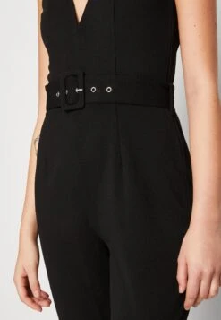 Even&Odd Going Out Low V Neck Flared Leg Belted - Jumpsuit - Black -Even&Odd 2317651ed18b47688f6c6a4e71f55a7a