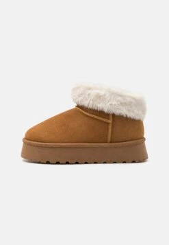 Even&Odd LEATHER - Platform Ankle Boots - Cognac