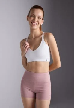 ESSENTIAL 2 PACK MEDIUM SUPPORT SPORTS BRA WITH ADJUSTABLE CROSS BACK - Medium Support Sports Bra - White/black