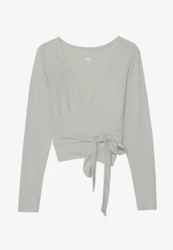 LONG SLEEVE YOGA WRAP TOP - Long Sleeved Top - Dark Grey -Even&Odd 33ac080955714db9bf1d1d665d29a906