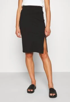 Even&Odd Basic - Midi Skirt With Slit - Pencil Skirt - Black