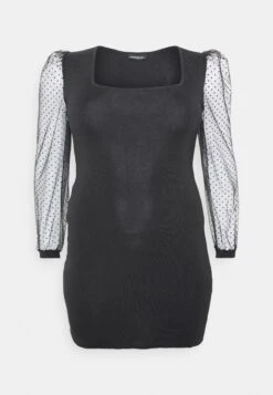 Bodycon Sleeves Low Neck Mini Dress- Jumper Dress - Black -Even&Odd 38065cccb9bf4910a684ee992b00def3