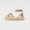 Even&Odd Ankle Strap Ballet Pumps - Gold Coloured
