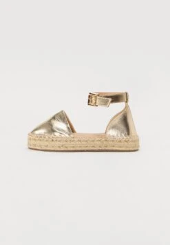 Even&Odd Ankle Strap Ballet Pumps - Gold Coloured
