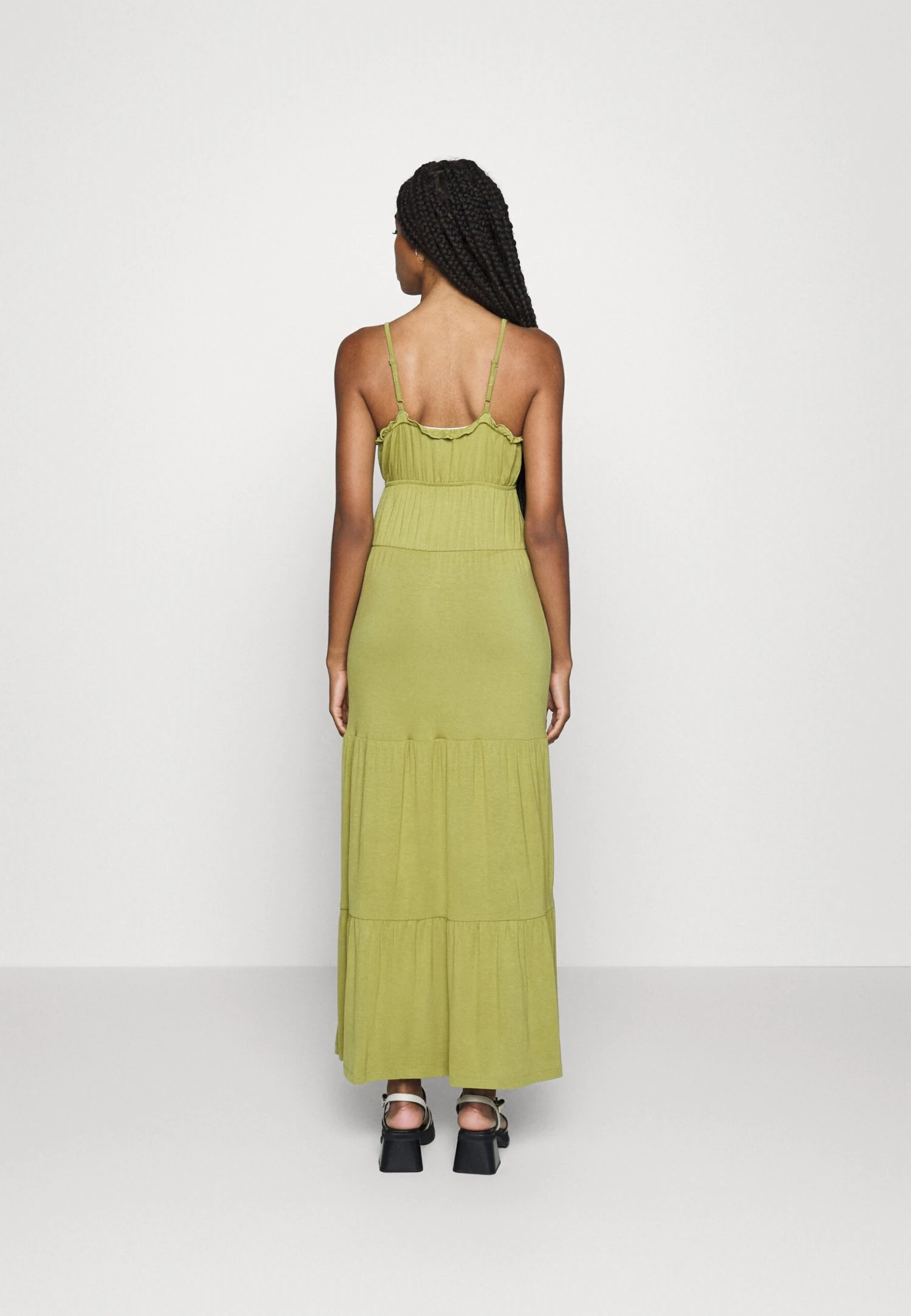 Even&Odd Maxi Dress Tiered Skirt- Maxi Dress - Green 5 Even&Odd Maxi Dress Tiered Skirt- Maxi Dress - Green - Image 3