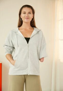 Even&Odd Zip-Up Sweatshirt - Mottled Grey