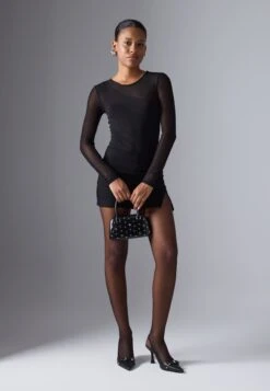 Even&Odd BODYSUIT WITH MESH SLEEVES - Long Sleeved Top - Black -Even&Odd 4c2a295333a24c918f150c690e3d5b6f