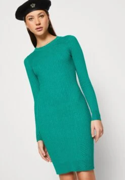 Even&Odd Crew Ausschnitt Ripp Basic Bodycon Mini Strickkleid - Shift Dress - Green -Even&Odd 4e98f0bc88a44015bde0e4c95b56a367