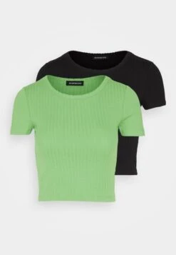 Even&Odd 2 Pack - Basic T-Shirt - Black/Green -Even&Odd 4f6a92d664e2425aa67380176ea9c3dd