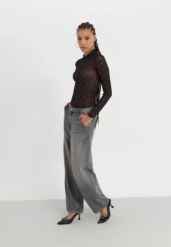 Even&Odd WIDE MESH LS TOP / EO-AW24-D006-SJ / 912 - NEON YELLOW - Long Sleeved Top - Black -Even&Odd 516c1c7a955c4d4eb57c0390ea438d74