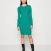 Even&Odd Crew Ausschnitt Ripp Basic Bodycon Mini Strickkleid - Shift Dress - Green