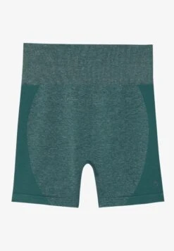 HIGH RISE SEAMLESS RIB BOOTY SHORTS WITH CONTRAST PANEL - Leggings - Mottled Dark Grey -Even&Odd 68c88f5c45504d96ba8788e704644576