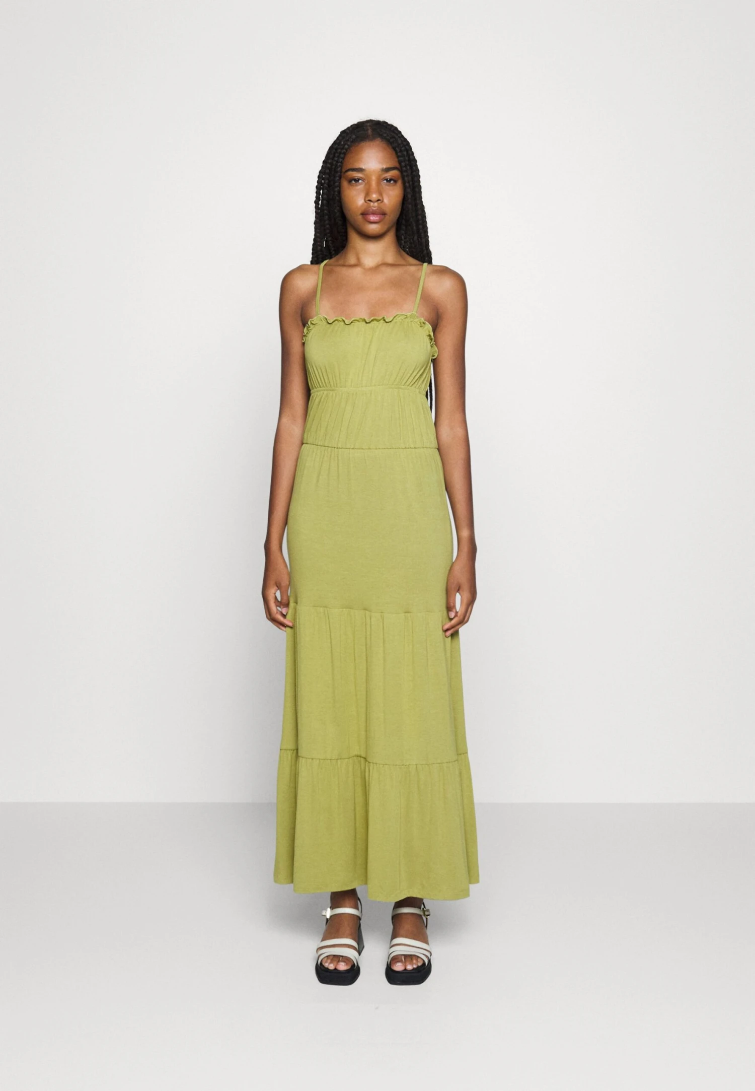 Even&Odd Maxi Dress Tiered Skirt- Maxi Dress - Green 3 Even&Odd Maxi Dress Tiered Skirt- Maxi Dress - Green