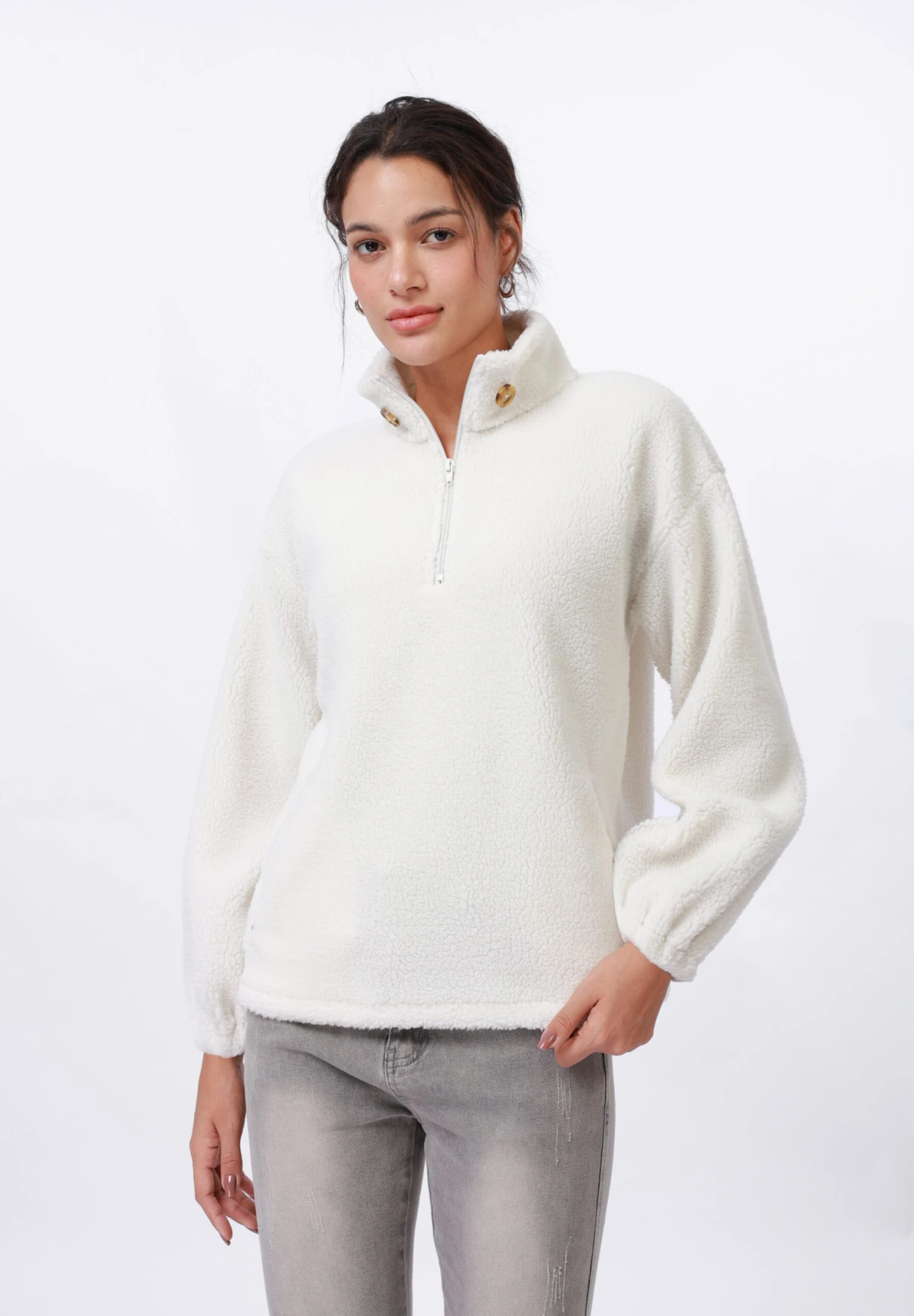 Even&Odd Fleece Jumper - Cream 3 Even&Odd Fleece Jumper - Cream