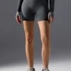 HIGH RISE SEAMLESS RIB BOOTY SHORTS WITH CONTRAST PANEL - Leggings - Mottled Dark Grey -Even&Odd 7e5f964ef9c44cc09ba2075e52b24fc3