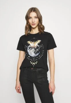 Even&Odd Hattie Moon And Butterly Tee - Print T-Shirt - Black