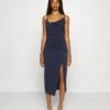 Even&Odd Circ Asymmetric Neckline Slit Dress- Cocktail Dress / Party Dress - 503 - Dark Blue -Even&Odd 898251d8df9f43939997b76d1ab34c24