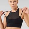 MEDIUM SUPPORT SPORTS BRA WITH MESH FRONT AND CROSS BACK - Medium Support Sports Bra - Black -Even&Odd 95fcd81adc44428190df67f042ce7033