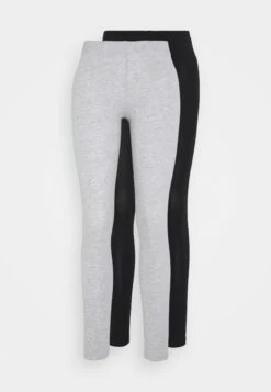 Even&Odd 2 Pack - Leggings - Trousers - Mottled Light Grey/Black