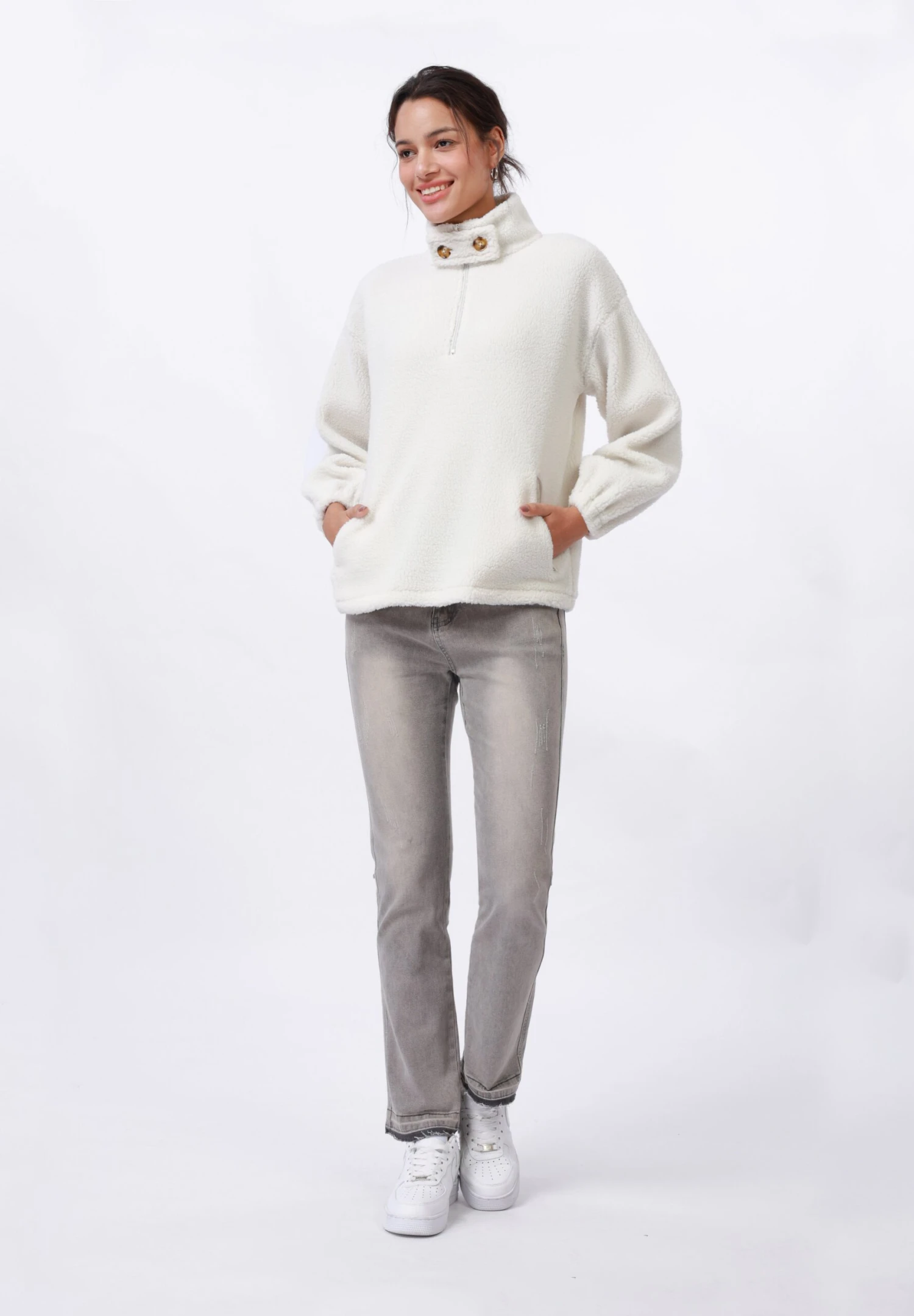 Even&Odd Fleece Jumper - Cream 4 Even&Odd Fleece Jumper - Cream - Image 2