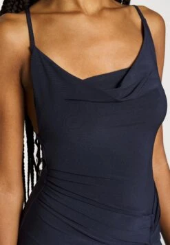 Even&Odd Circ Asymmetric Neckline Slit Dress- Cocktail Dress / Party Dress - 503 - Dark Blue -Even&Odd bbde75f1fd644938865f27be8bb1f456