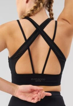 MEDIUM SUPPORT SPORTS BRA WITH MESH FRONT AND CROSS BACK - Medium Support Sports Bra - Black -Even&Odd c03869afb7a2428e9a89c28c19d2fe6f