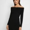 Even&Odd Basic - Off-Shoulder Mini Long Sleeves Dress - Shift Dress - Black -Even&Odd c1315edcee8a4d90a169a4a775266d25