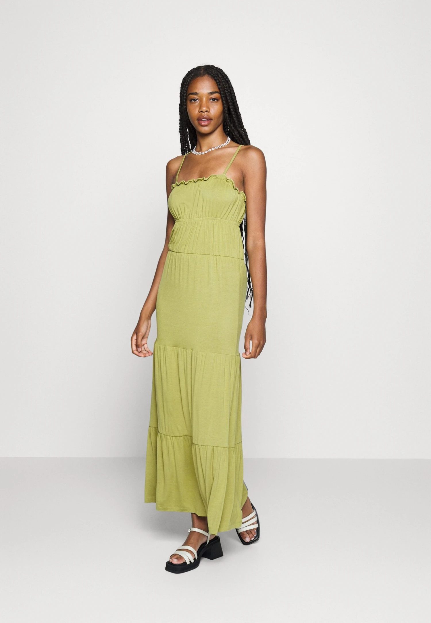 Even&Odd Maxi Dress Tiered Skirt- Maxi Dress - Green 4 Even&Odd Maxi Dress Tiered Skirt- Maxi Dress - Green - Image 2