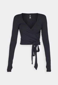 LONG SLEEVE YOGA WRAP TOP - Long Sleeved Top - Dark Grey -Even&Odd d871118fe2874a5fbf7e3d64d636e326