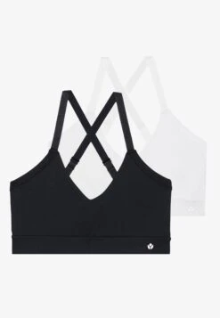 ESSENTIAL 2 PACK MEDIUM SUPPORT SPORTS BRA WITH ADJUSTABLE CROSS BACK - Medium Support Sports Bra - White/black -Even&Odd d9eed22870ff477fae4f37158d59de9d