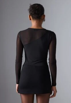 Even&Odd BODYSUIT WITH MESH SLEEVES - Long Sleeved Top - Black -Even&Odd dab93d6fd2074e9684ed4ff29ed45068