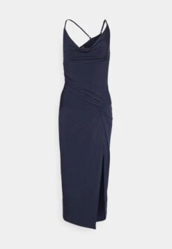 Even&Odd Circ Asymmetric Neckline Slit Dress- Cocktail Dress / Party Dress - 503 - Dark Blue -Even&Odd e39474dbf96b4c4e97452f4b8e08d531