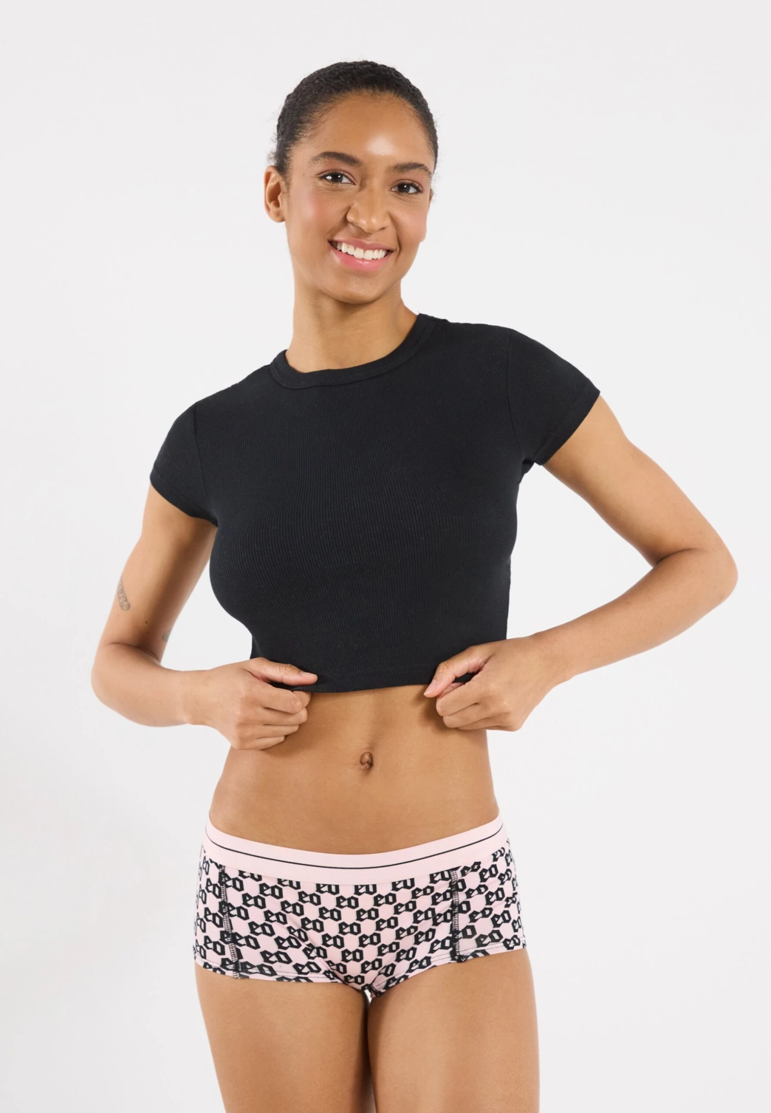 Even&Odd 3 PACK - Pants - Pink/black 3 Even&Odd 3 PACK - Pants - Pink/black