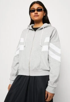 Even&Odd Zip-Up Sweatshirt - Light Grey/White -Even&Odd ea07a14b08084ae09976e18ef3580021