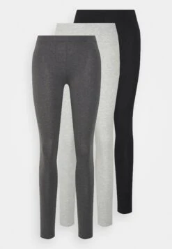 Even&Odd 3 Pack - Leggings - Trousers - Black /Mottled Dark Grey/Mottled Light Grey