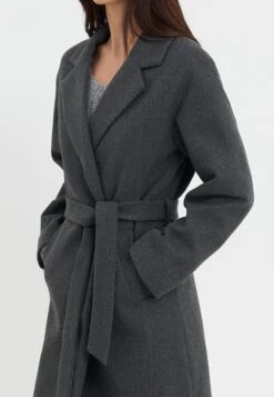 Even&Odd BELTED COAT - Classic Coat - Mottled Grey -Even&Odd f2a559ebbde242f4aa429b04e0bb23c0