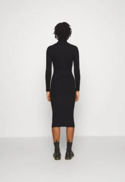 Even&Odd Rollkragen Bodycon Ripp Midi Strickkleid - Shift Dress - Black -Even&Odd f39e73fed22445c4923c7bafedf6ae33