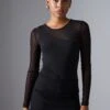 Even&Odd BODYSUIT WITH MESH SLEEVES - Long Sleeved Top - Black -Even&Odd f9df7747654a4af1a3c459fd14cb285b